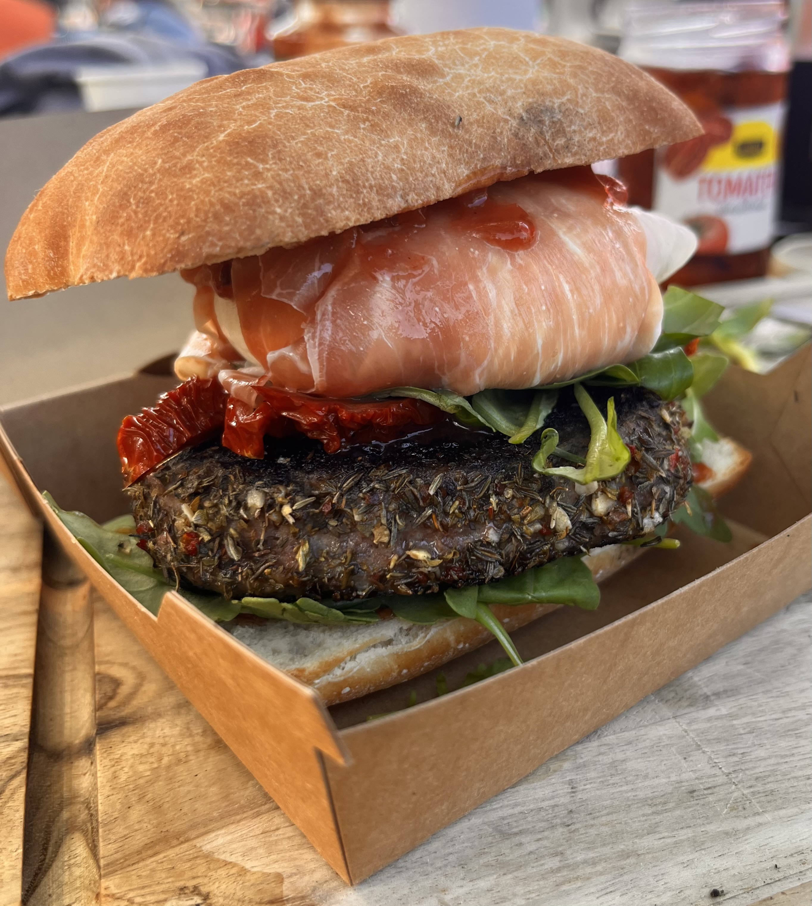 Italiaanse ciabatta burger